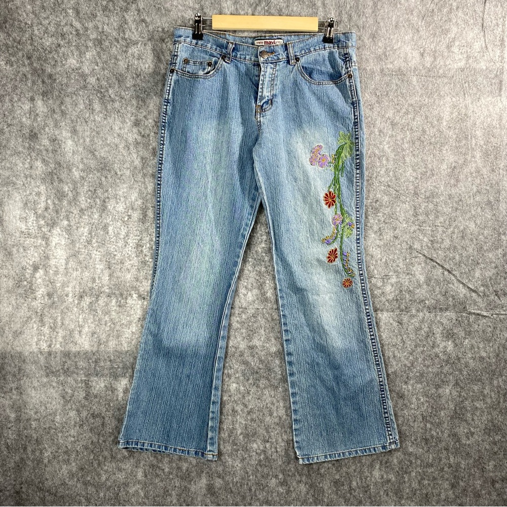 Mavi Womens Medium Wash‎ Floral Embroidered Stretch Jeans Size 30